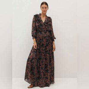 Mango Size 6 maxi dress. Paisley and ruffle design and  perfect for the holidays